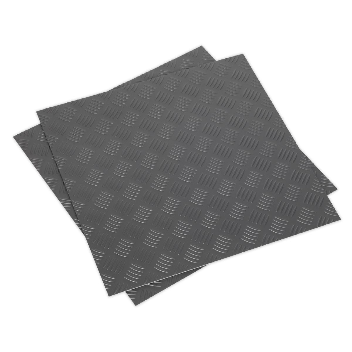 Sealey FT1S Vinyl Floor Tile with Peel & Stick Backing - Silver Treadplate Pack of 16 Sealey