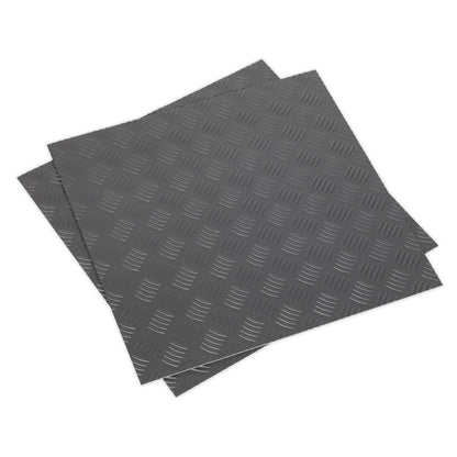 Sealey FT1S Vinyl Floor Tile with Peel & Stick Backing - Silver Treadplate Pack of 16 Sealey