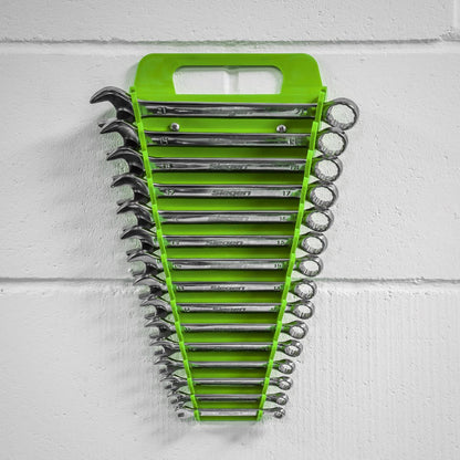 Sealey WR08HV Spanner Rack Capacity 15 Spanners Hi-Vis Green Sealey