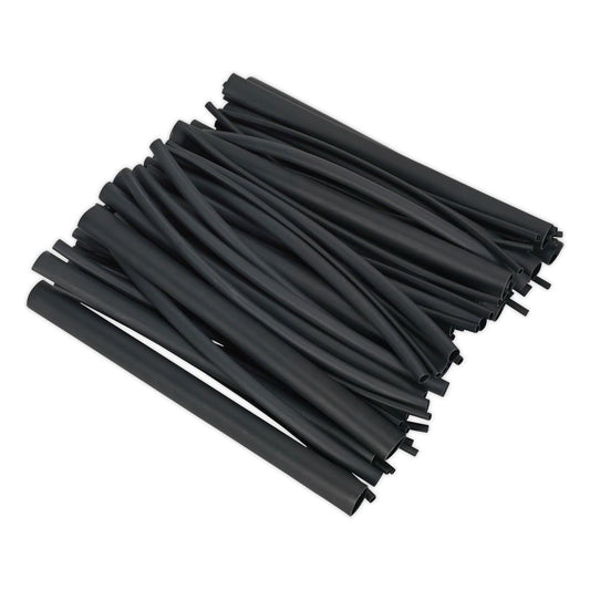 Sealey HSTAL72B Heat Shrink Tubing Assortment 72pc Black Adhesive Lined 200mm Sealey