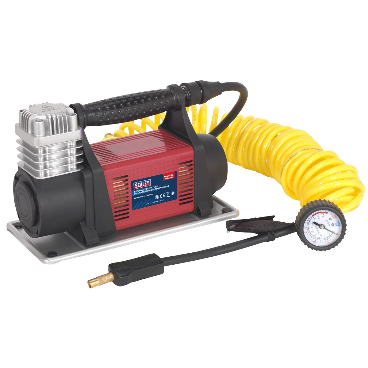 Sealey MAC06 Tyre Inflator/Mini Air Compressor 12V Heavy-Duty Sealey