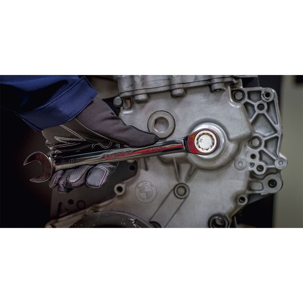 Sealey AK7978 Combination Ratchet Spanner Set 7pc Premier Black Metric Sealey