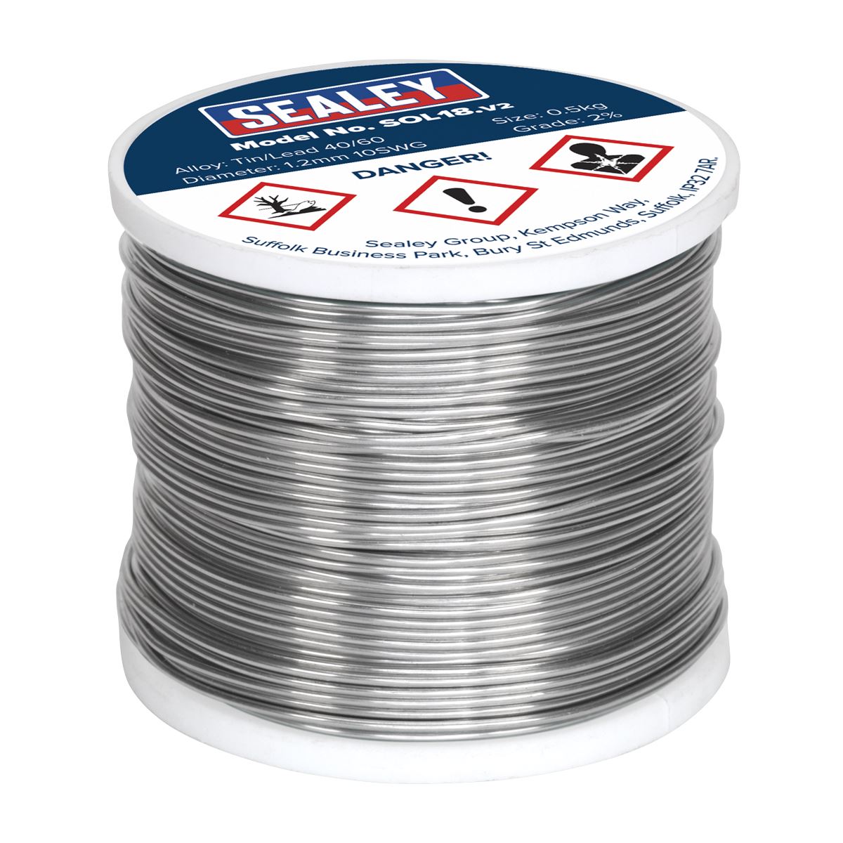 Sealey SOL18 Solder Wire Quick Flow 1.2mm/18SWG 40/60 0.5kg Reel Sealey