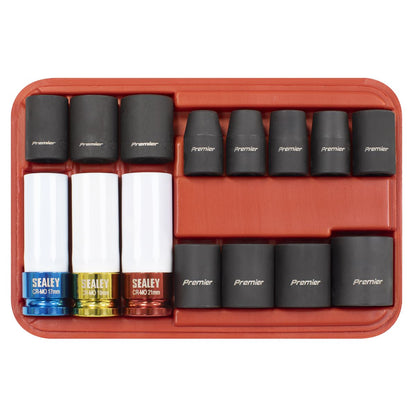 Sealey AK5615M Impact Socket & Wheel Nut Removal Set 15pc 1/2"Sq Drive Sealey