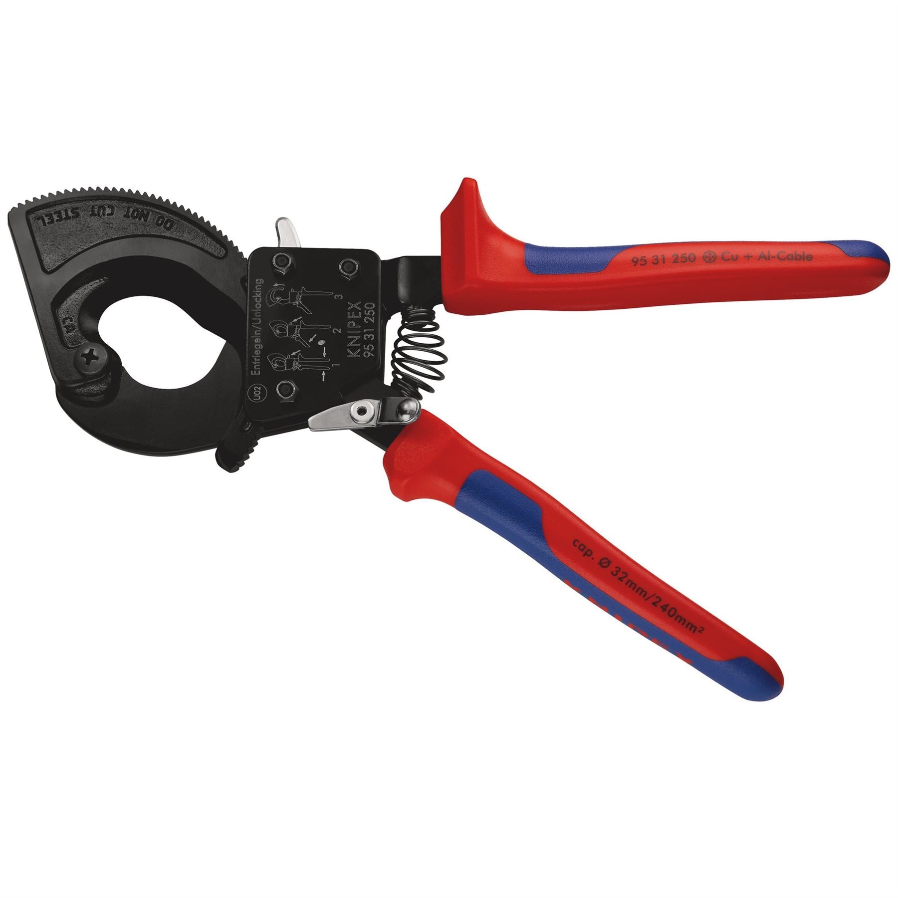 Knipex 18555 95 31 250 Ratchet Action Cable Cutter 250mm Knipex