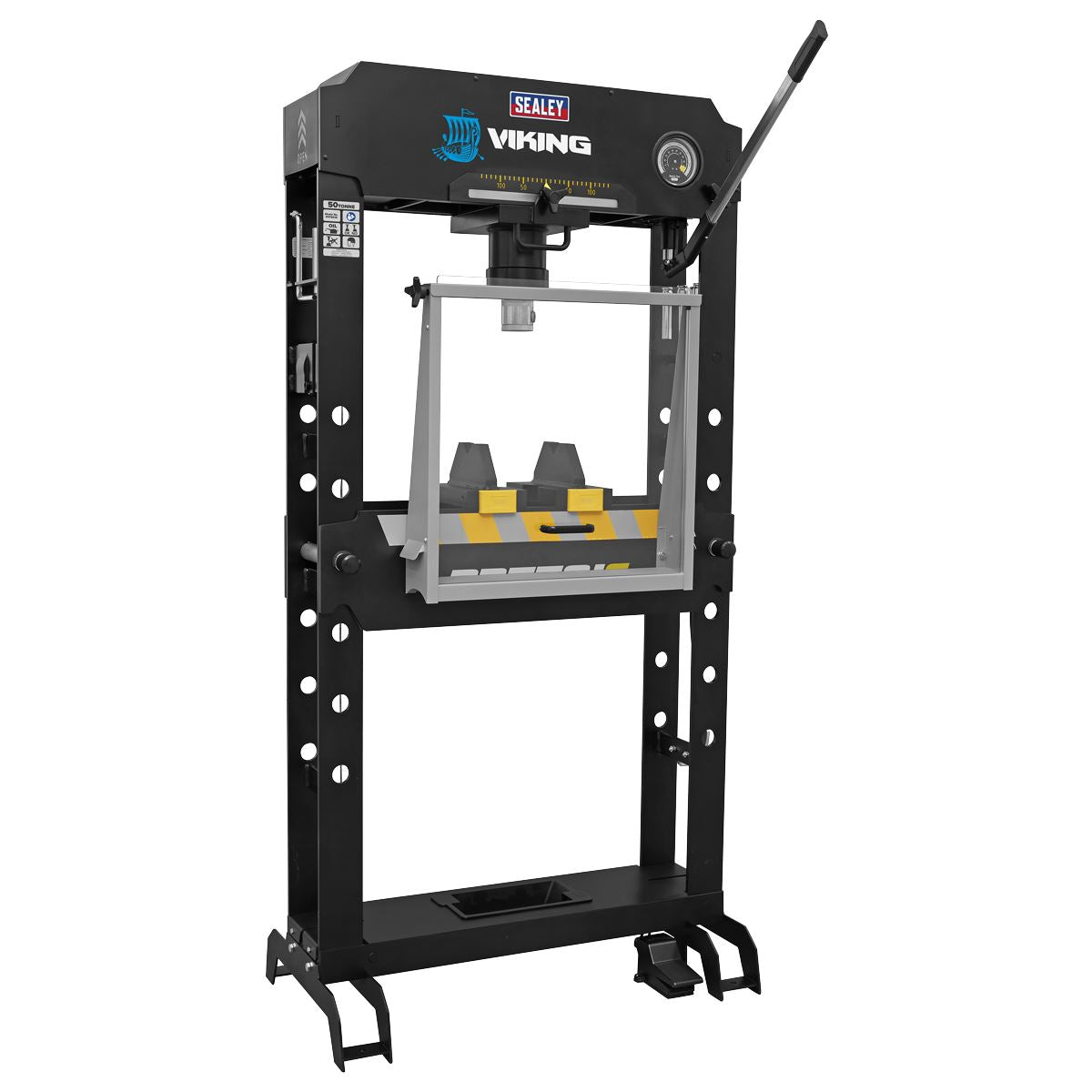Sealey PPF501S Viking Floor Type Air/Hydraulic Press with Sliding Ram & Foot Pedal 50 Tonne Sealey