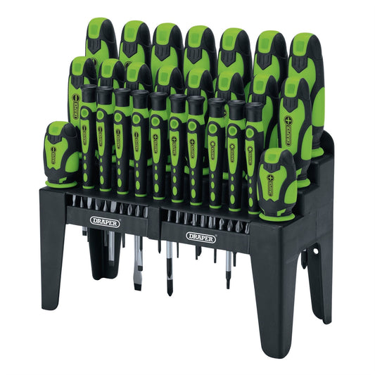 Draper 16760 Soft Grip Screwdriver and Bit Set Green 47 Piece Draper