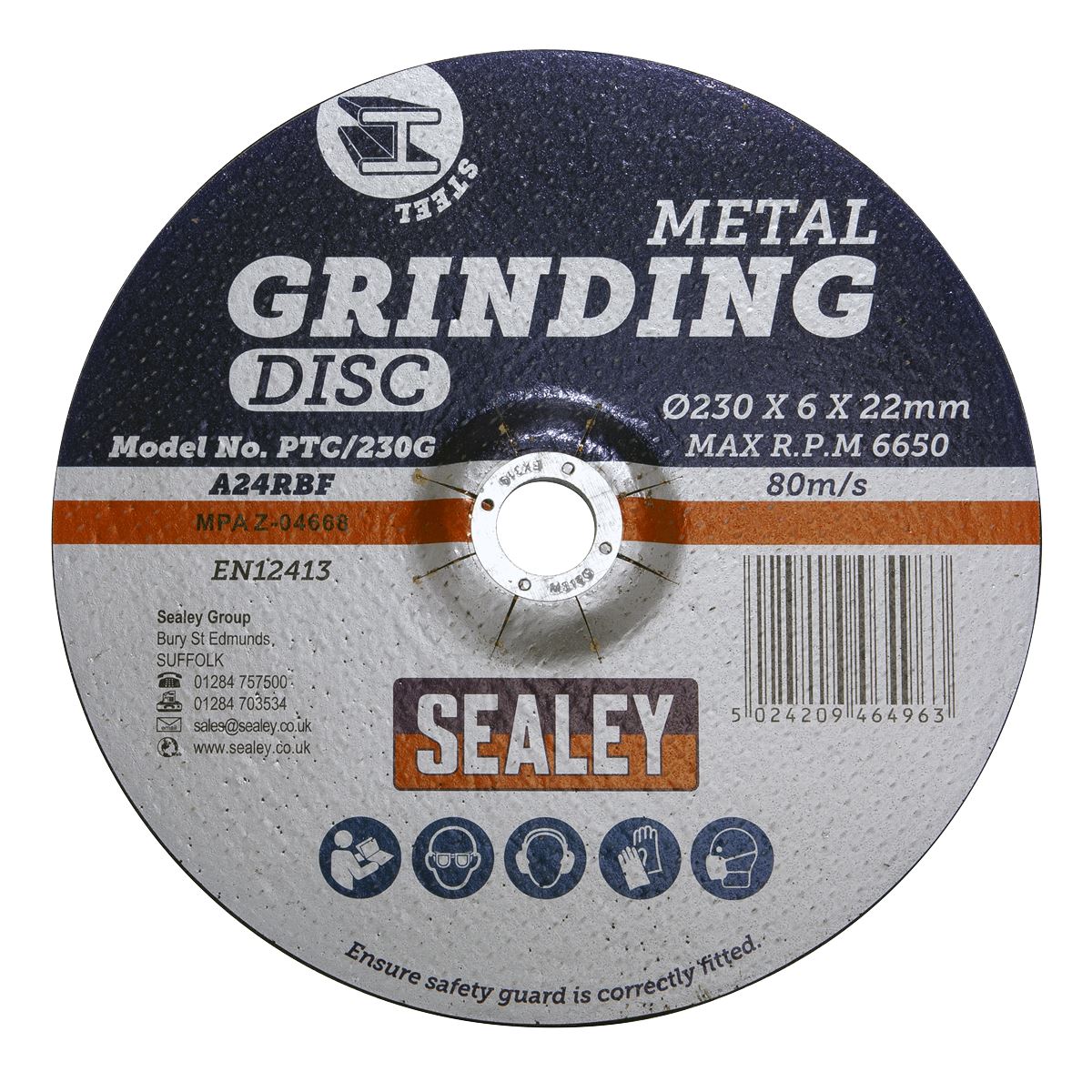 Sealey PTC/230G Grinding Disc Ø230 x 6mm Ø22mm Bore Sealey