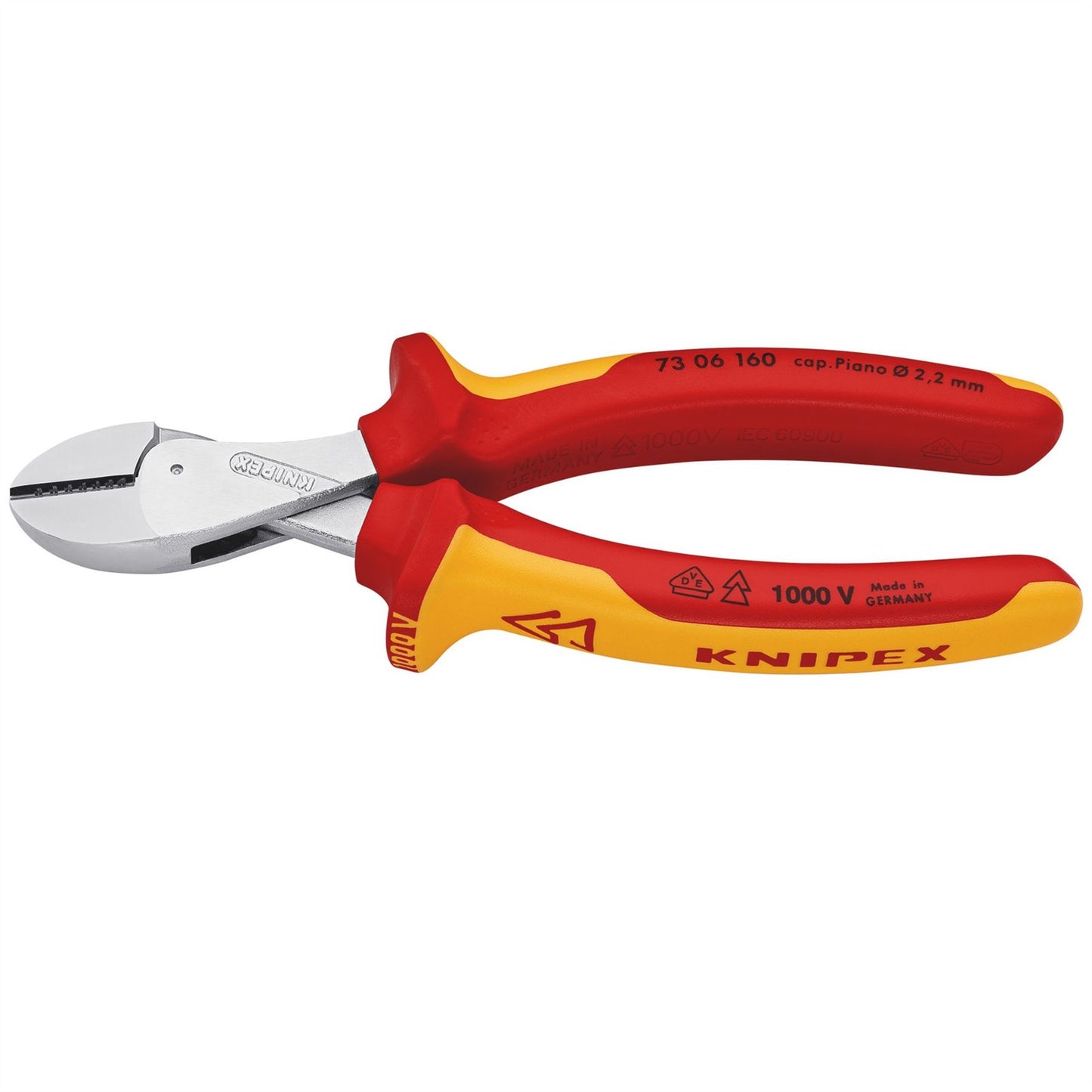 Knipex 25885 73 06 160 X-Cut® Compact Diagonal Cutter high lever transmission insulated with multi-component grips VDE-tested chrome-plated 160mm Knipex