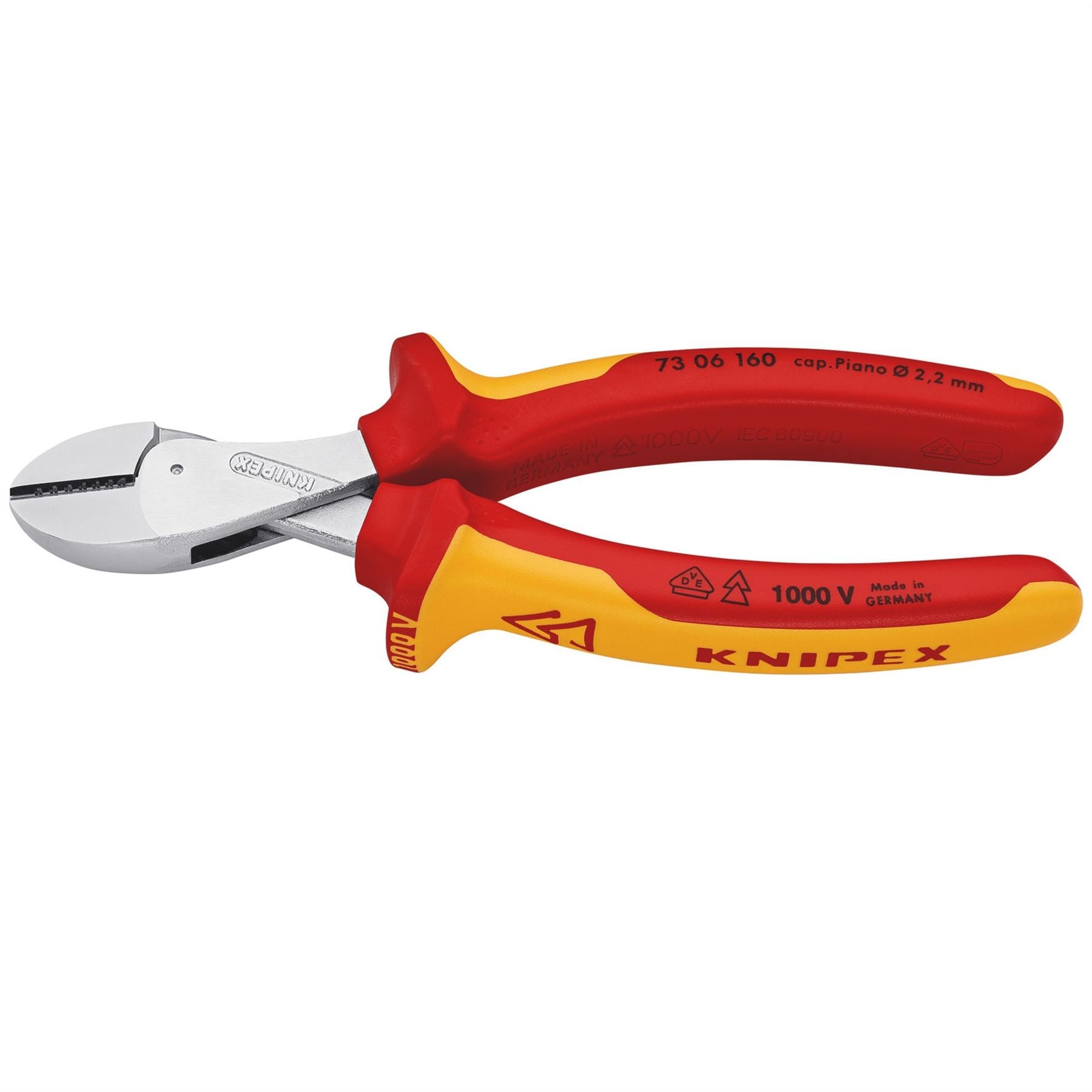 Knipex 25885 73 06 160 X-Cut® Compact Diagonal Cutter high lever transmission insulated with multi-component grips VDE-tested chrome-plated 160mm Knipex
