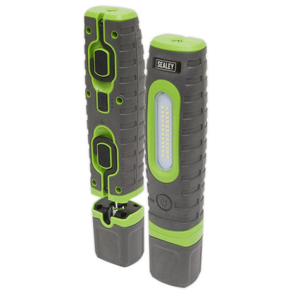 Sealey LED3606G Rechargeable 360° Inspection Lamp 15W & 3W SMD LED Green 2 x Lithium-ion Sealey