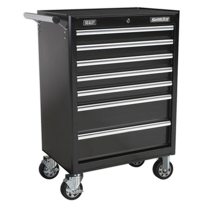 Sealey APCOMBOBBTK58 Topchest & Rollcab Combination 15 Drawer with Ball-Bearing Slides - Black & 148pc Tool Kit Sealey
