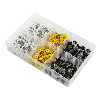 Sealey AB195NP Numberplate Screw Assortment 195pc 4.8mm x 18mm - Plastic Enclosed Head Sealey