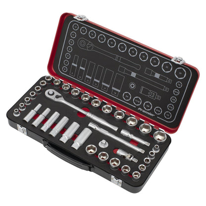 Sealey AK7923 Socket Set 3/8"Sq Drive 37pc - Metric/Imperial - Premier Platinum Sealey