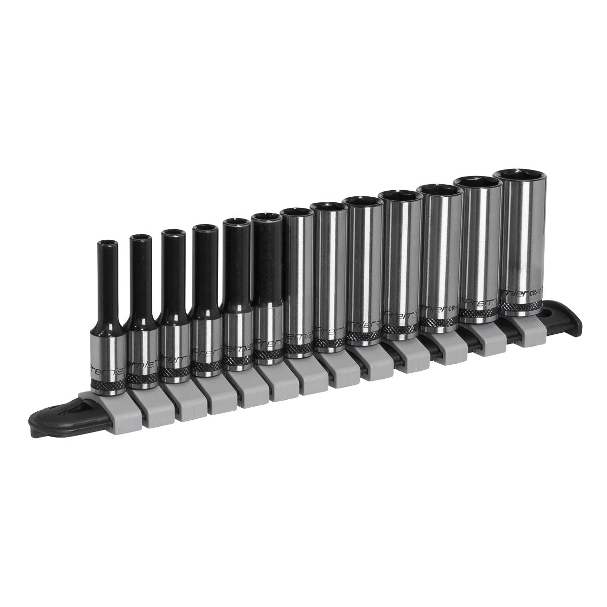 Sealey AK7991 Socket Set Deep 13pc 1/4"Sq Drive Metric - Premier Black Sealey