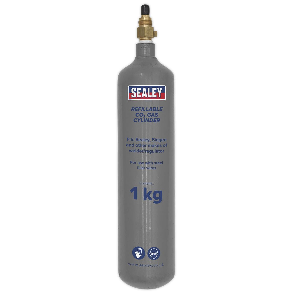 Sealey CO2/1KG Gas Cylinder Refillable Carbon Dioxide 1kg Sealey