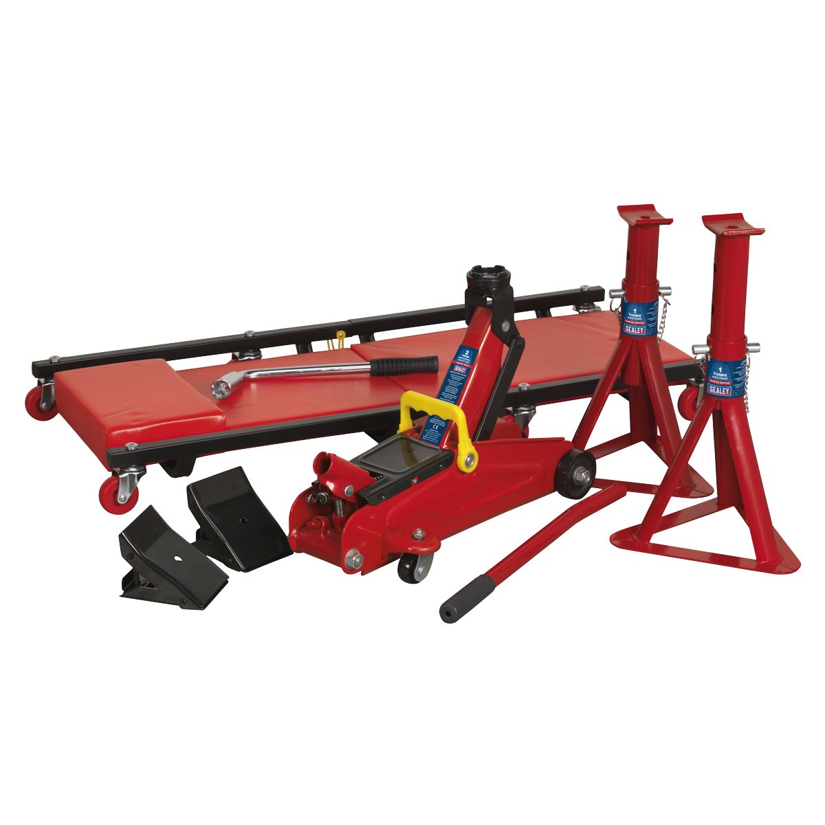 Sealey JKIT01 Lifting Kit (Inc Jack Axle Stands Creeper Chocks & Wrench) 5pc - 2 Tonne Sealey