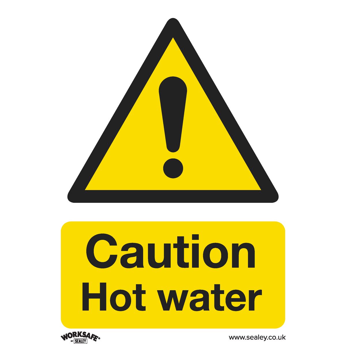 Sealey SS38V10 Warning Safety Sign - Caution Hot Water - Self-Adhesive Vinyl - Pack of 10 Sealey