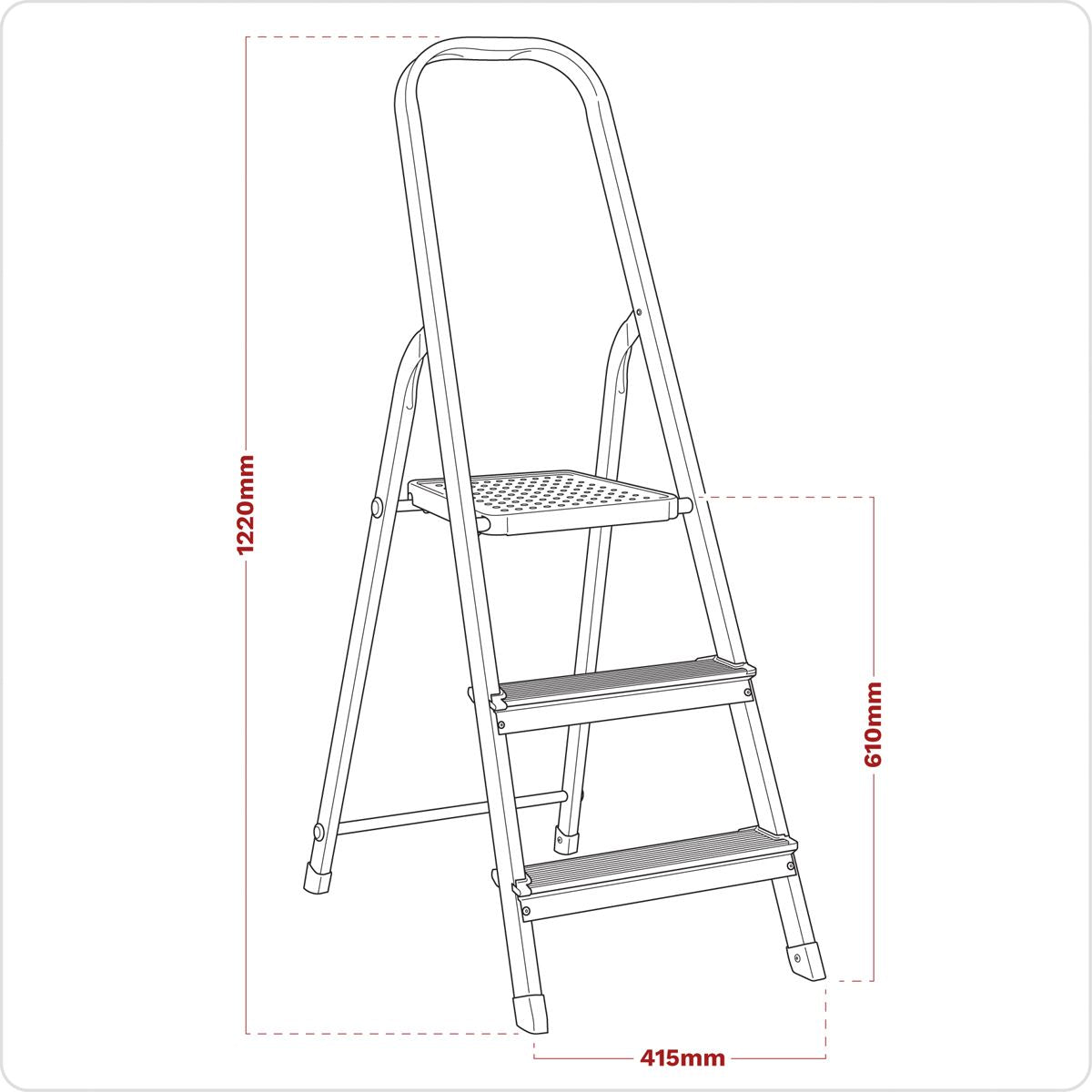 Sealey ASL3S Aluminium Step Ladder 3-Tread EN 131 Sealey