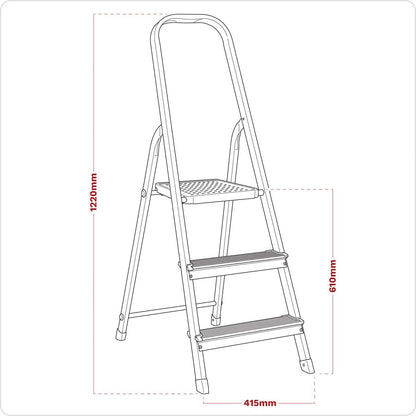 Sealey ASL3S Aluminium Step Ladder 3-Tread EN 131 Sealey