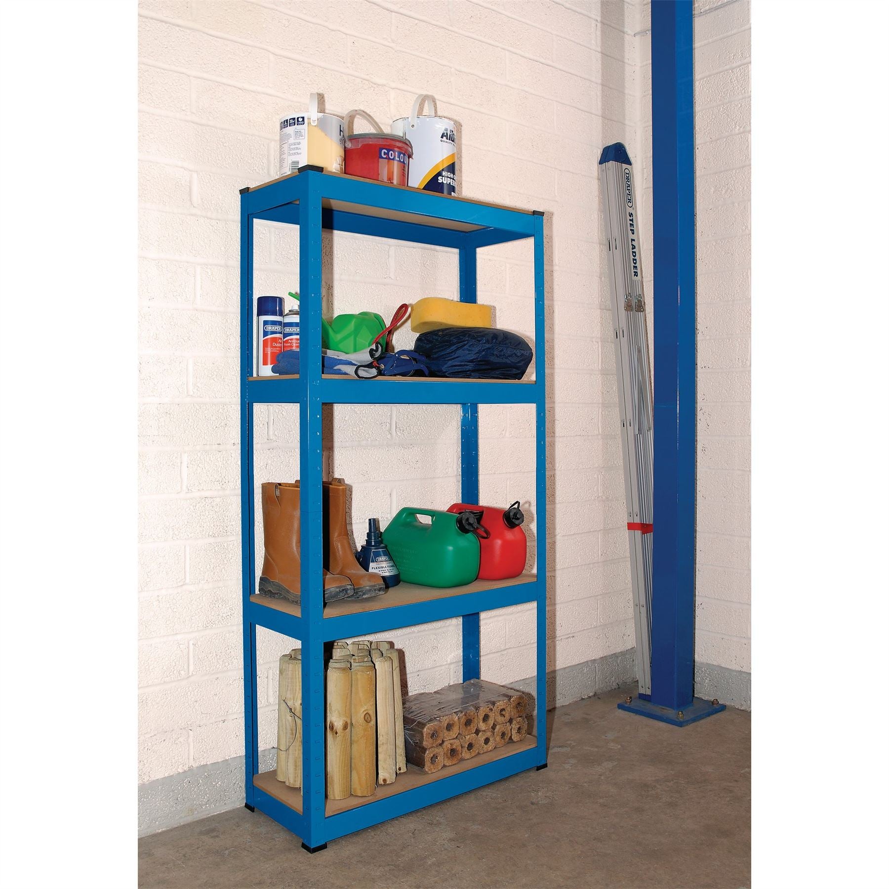 Draper 21658 Steel Shelving Unit 4 Shelves L760 x W300 x H1520mm Draper