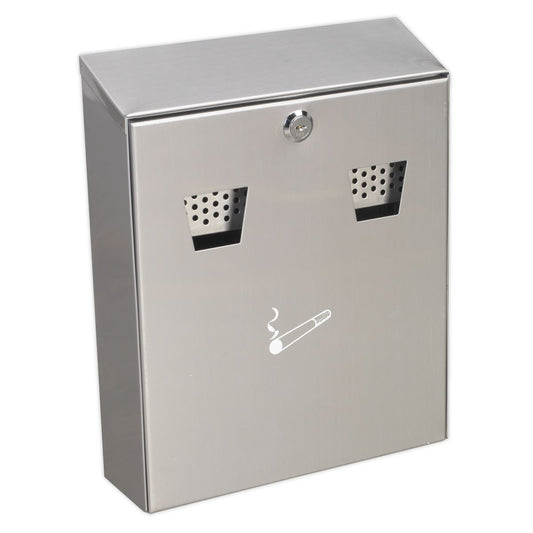 Sealey RCB02 Cigarette Bin Wall-Mounting Stainless Steel Sealey