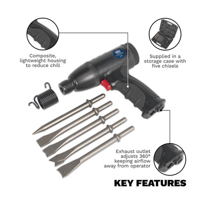 Sealey SA613 Air Hammer Kit Composite Premier - Medium Stroke Sealey