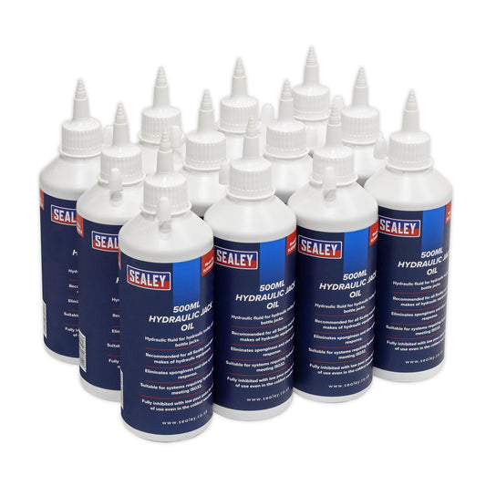 Sealey HJO/500ML Hydraulic Jack Oil 500ml Pack of 12 Sealey