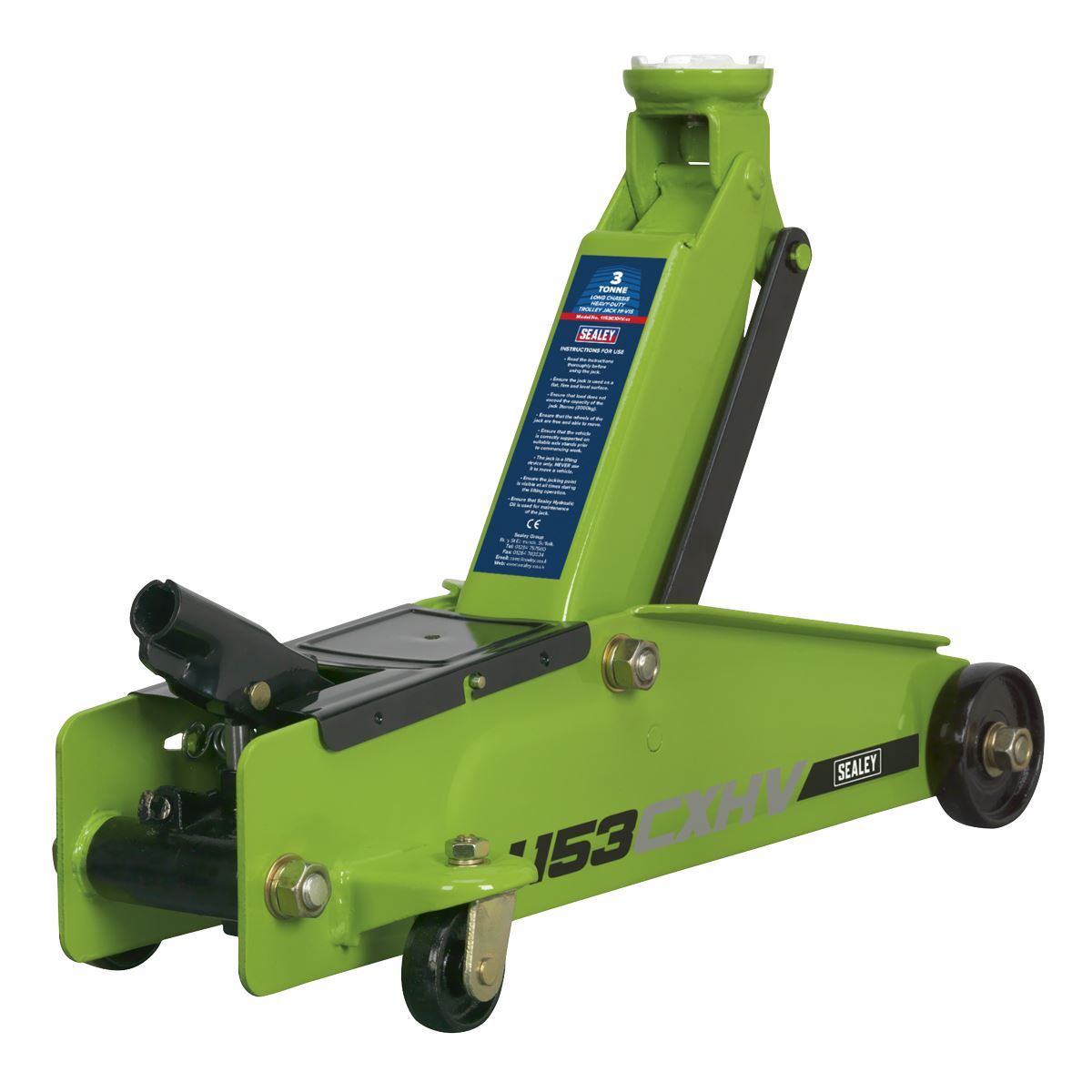 Sealey 1153CXHV Long Reach Heavy-Duty Trolley Jack 3 Tonne - Green Sealey