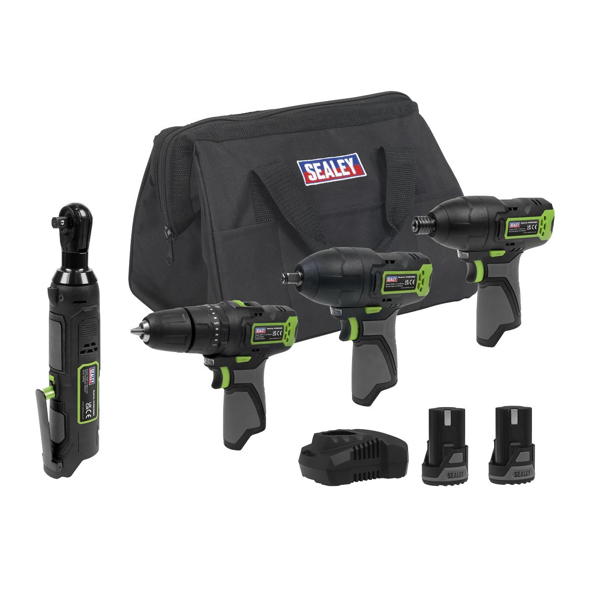 Sealey CP108VCOMBO2EU 4 x 10.8V SV10.8 Series Cordless Combo Kit - 2 Batteries & Euro Plug Sealey