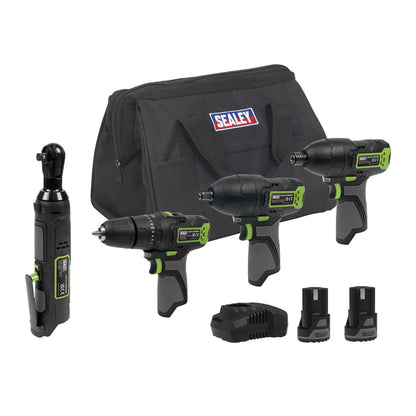 Sealey CP108VCOMBO2EU 4 x 10.8V SV10.8 Series Cordless Combo Kit - 2 Batteries & Euro Plug Sealey