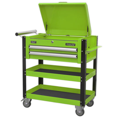 Sealey AP760MHV Heavy-Duty Mobile Tool & Parts Trolley 2 Drawers & Lockable Top - Green Sealey