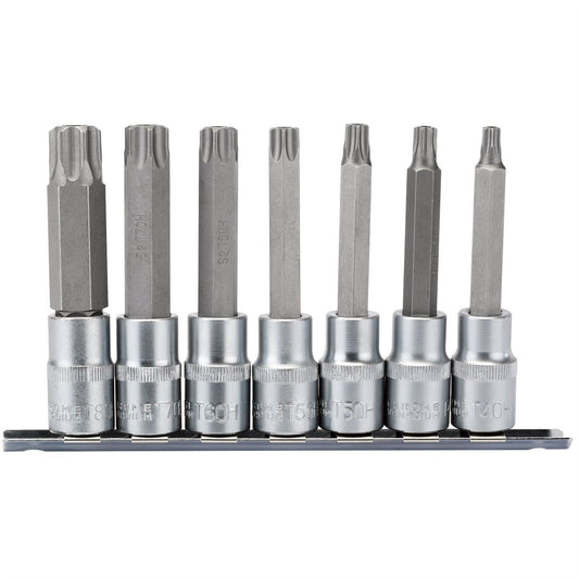 Draper 16338 TX-STAR® Security Socket Bit Set 1/2" Sq. Dr. 100mm 7 Piece Draper