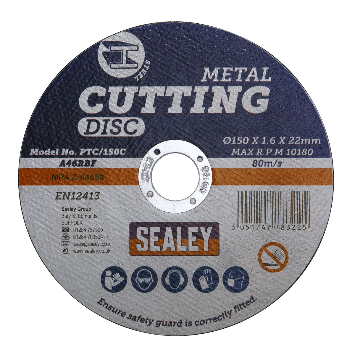 Sealey PTC/150C Cutting Disc Ø150 x 1.6mm 22mm Bore Sealey