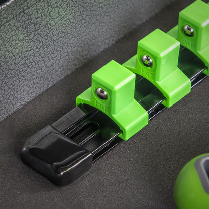 Sealey AK27054HV Socket Retaining Rail with 16 Clips 1/2"Sq Drive - Hi-Vis Green Sealey