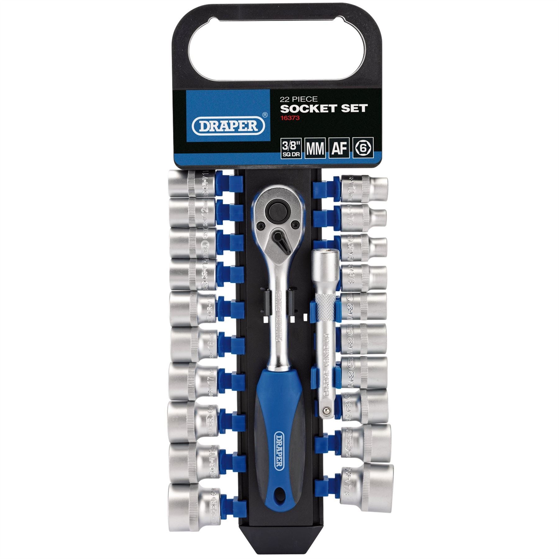 Draper 16373 Combined MM/AF Socket and Ratchet Set 3/8" Sq. Dr. 22 Piece Draper