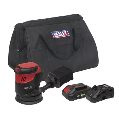 Sealey CP20VOSKIT1 Cordless Orbital Palm Sander Kit Ø125mm 20V 2Ah SV20 Series Sealey