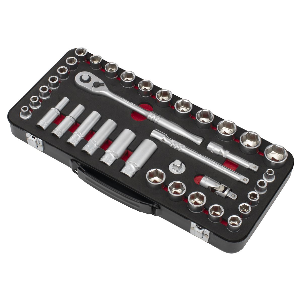 Sealey AK7923 Socket Set 3/8"Sq Drive 37pc - Metric/Imperial - Premier Platinum Sealey