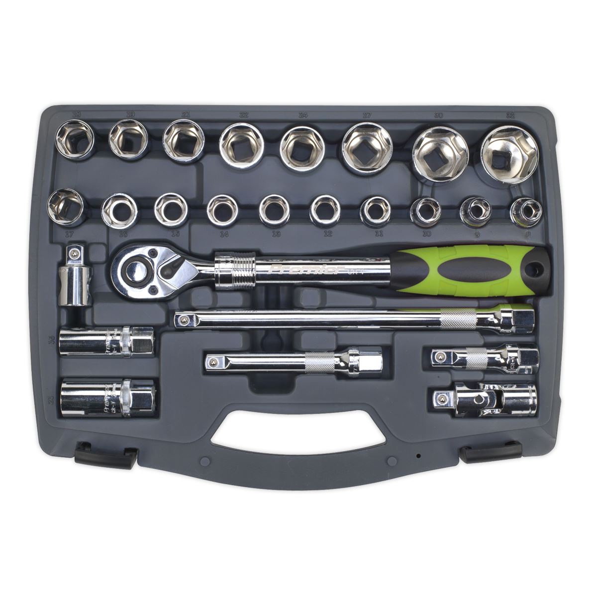 Sealey AK7961 Socket Set 26pc 1/2"Sq Drive 6pt WallDrive® Metric Sealey