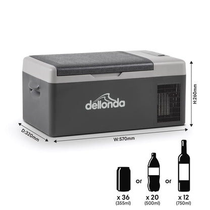 Dellonda DL12 Portable Fridge Freezer/Cool Box with LED Display 15L 12v/24v Dellonda