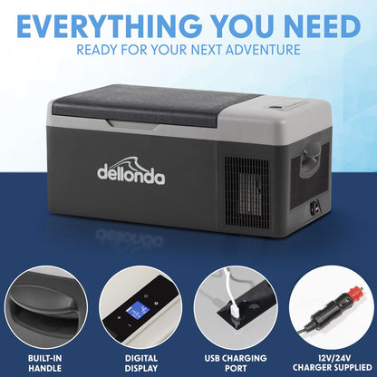 Dellonda DL12 Portable Fridge Freezer/Cool Box with LED Display 15L 12v/24v Dellonda