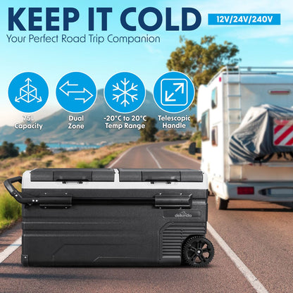 Dellonda DL128 Portable Fridge Freezer/Cool Box with LED Display 95L Dellonda