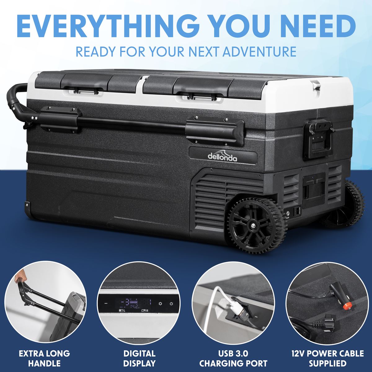 Dellonda DL128 Portable Fridge Freezer/Cool Box with LED Display 95L Dellonda