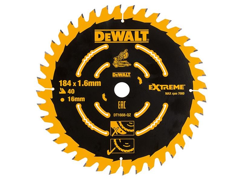 Dewalt Cordless Mitre Saw Blade For Dcs365 184 X 16mm X 40t Dewalt