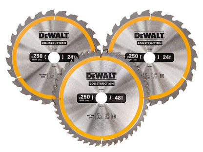 Dewalt Dt1964 Construction Circular Saw Blade 3 Pack 305 X 30mm X 24t/48t/60t Dewalt
