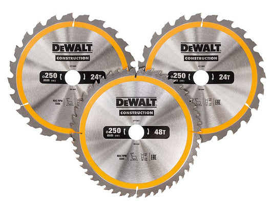 Dewalt Dt1964 Construction Circular Saw Blade 3 Pack 305 X 30mm X 24t/48t/60t Dewalt