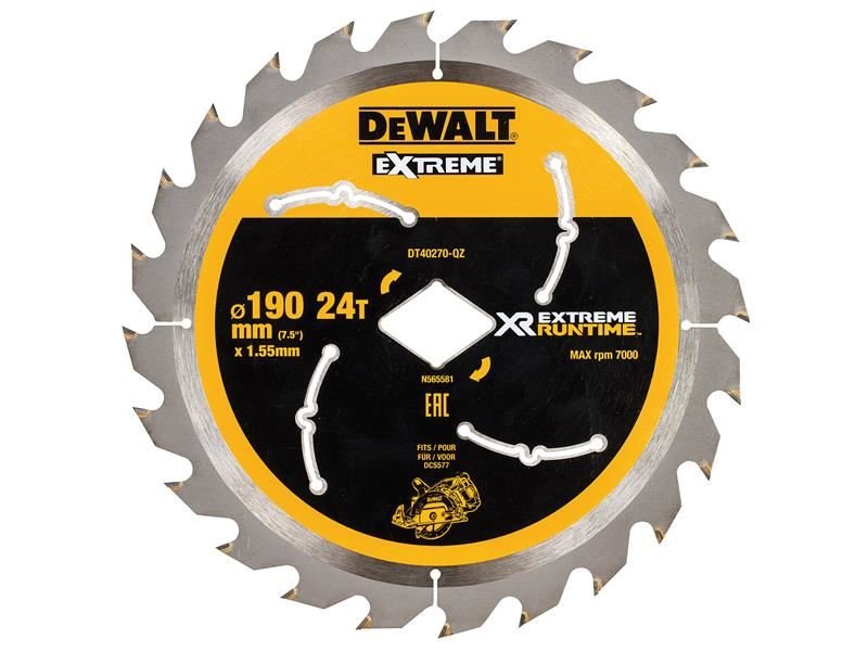 Dewalt Extreme Runtime Flexvolt Circular Saw Blade 190mm X Diamond X 24t Dewalt