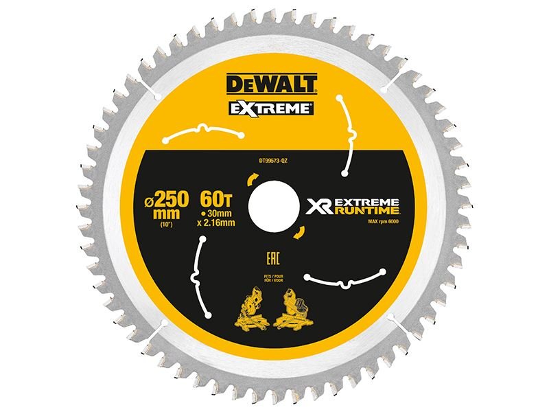 Dewalt Extreme Runtime Flexvolt Mitre Saw Blade 250 X 30mm X 60t Dewalt
