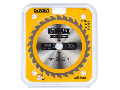 Dewalt Portable Construction Circular Saw Blade 160 X 20mm X 30t Dewalt