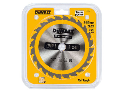 Dewalt Portable Construction Circular Saw Blade 165 X 20mm X 24t Dewalt